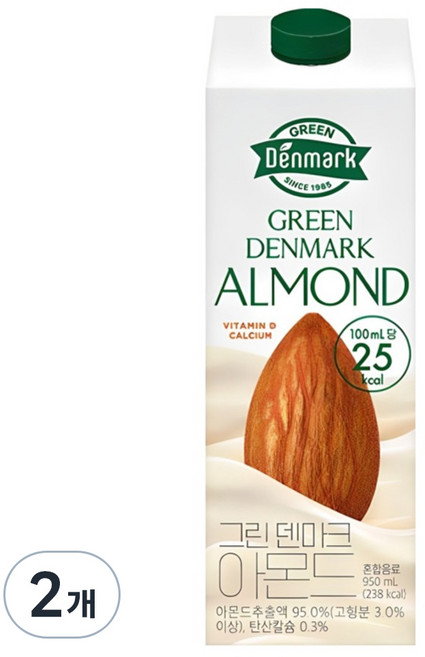 그린덴마크 아몬드, 950ml, 2개