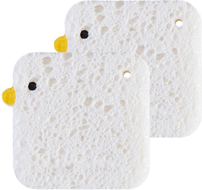 PURROOM 木漿洗碗棉 正方形 小雞, 2個, 1入