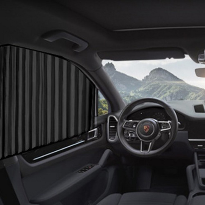 벤비아믹스 차량용 자석 햇빛가리개 레일 커튼 앞좌석 2p + 뒷좌석 2p, 블랙, 1세트