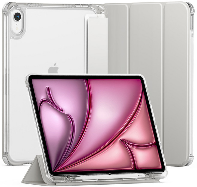 신지모루 클리어 애플펜슬 수납 아이패드 케이스, 웜 그레이, 1개