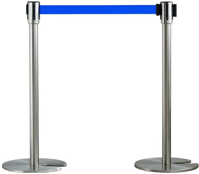 조립 중첩형 벨트 차단봉, 실버바디 + 블루벨트, 2개