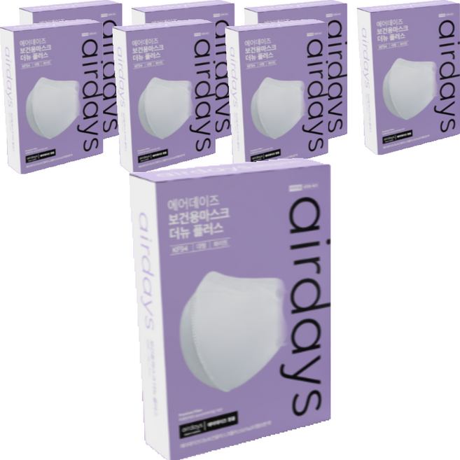 에어데이즈 더 뉴 플러스 보건용 마스크 대형 KF94, 10개입, 8개, 화이트