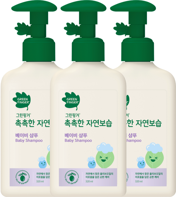 그린핑거 촉촉한 자연보습 베이비 샴푸, 320ml, 3개