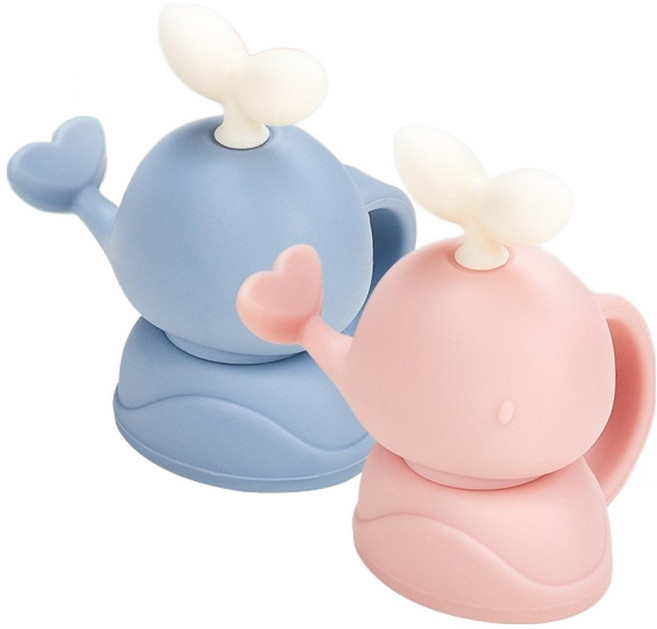 퍼기 유아 이유식 파우치토퍼 고래캡 2종, 1세트, 고래캡 핑크 + 블루 + 케이스