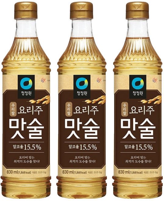 청정원 우리쌀 요리주 맛술, 830ml, 3개