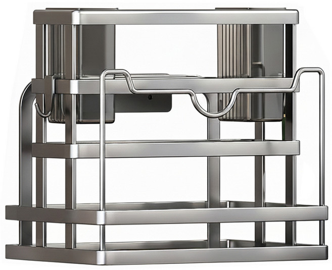 JAR 嚴選 免釘廚房多功能筷子刀具收納瀝水架 附砧板蓋子架, 黑色, 1個