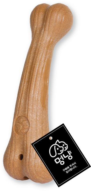 멍냥 반려동물 프리미엄 우드스틱 장난감 뼈다기, 나무색, 1개