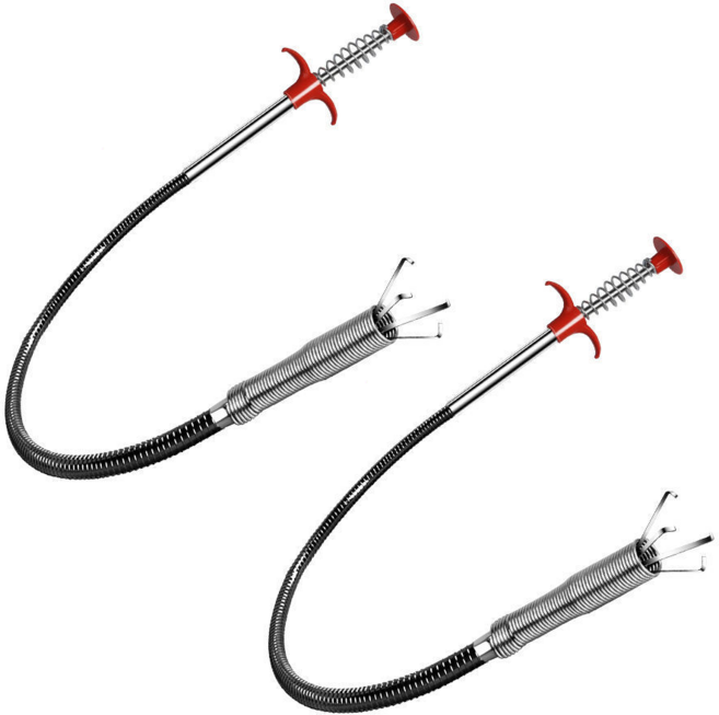 바코젤 변기 배수구 뚫기 집게 와이어 60cm, 레드, 2개