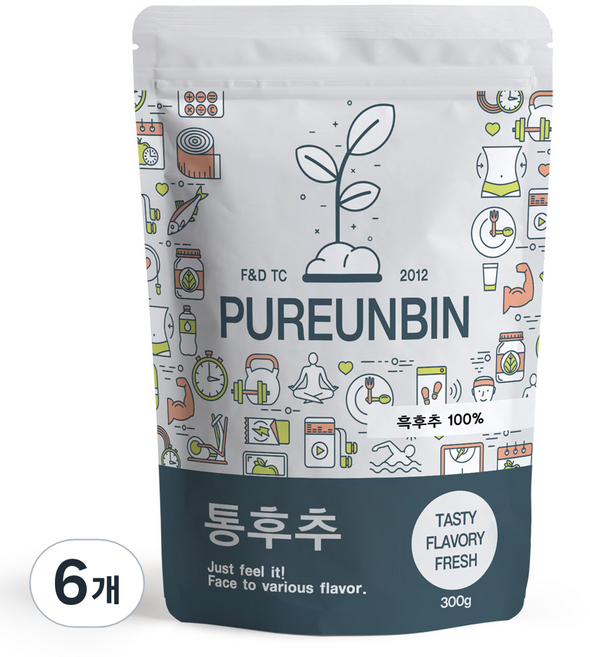 푸른빈 통흑후추, 300g, 6개