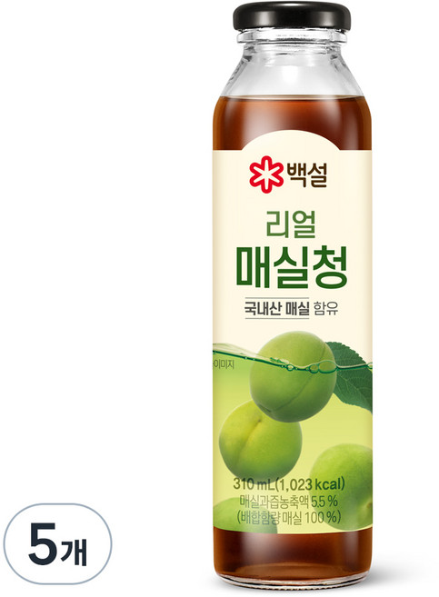 백설 리얼 매실청, 310ml, 5개