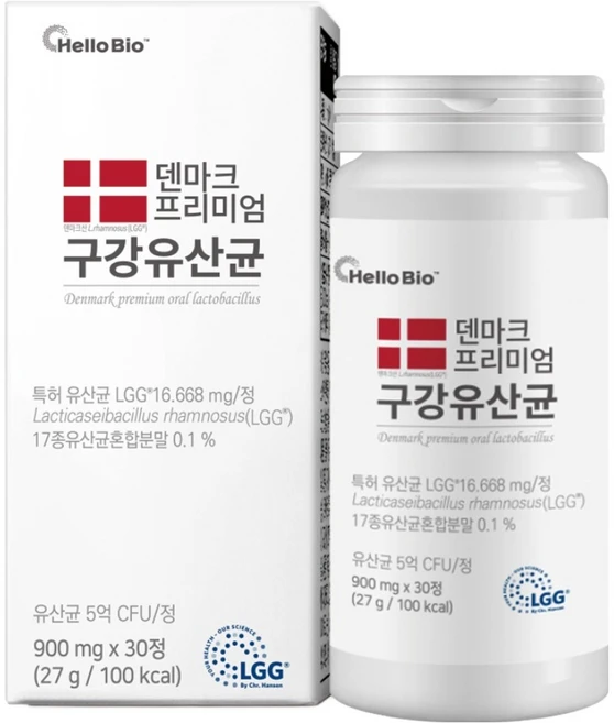 헬로바이오 덴마크 프리미엄 구강유산균 27g, 30정, 1개 - 쿠팡