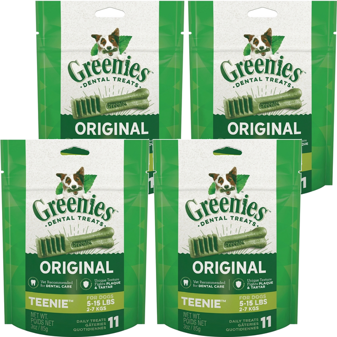 Greenies 健綠 潔牙骨 2-7kg犬專用 11支, 原味, 85g, 4包