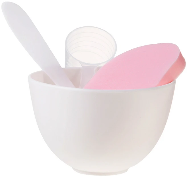 비타할로 모델링 팩 도구 4종 세트(팩볼 + 계량컵 + 스파츌라 대 + 해면), 혼합색상, 1세트 - 쿠팡