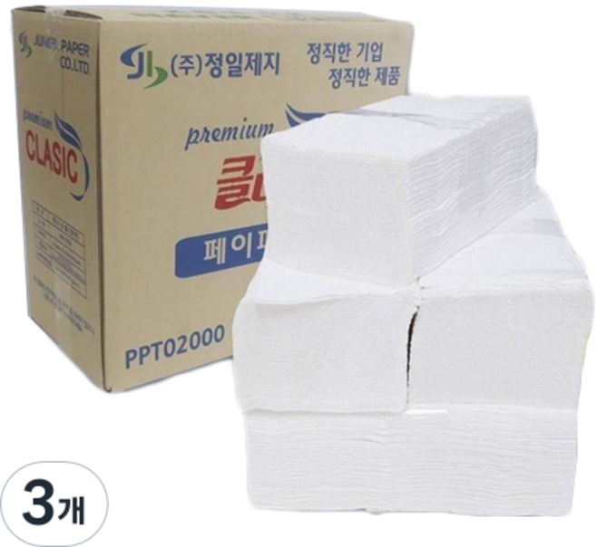 정일제지 클래식 2겹 페이퍼 타올, 4000개입, 3개