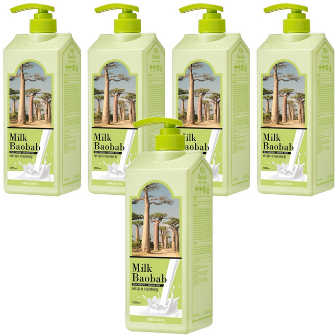 밀크바오밥 바디워시 라임앤바질, 1L, 5개