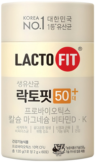 락토핏 50대 유산균, 60정, 120g, 1박스
