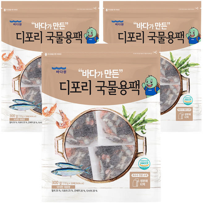 바다원 디포리 국물용팩, 300g, 3개