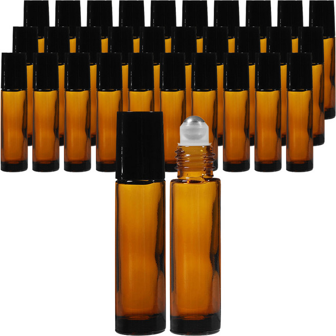 롤온 향수 공병 10ml, 블랙(캡) + 브라운(용기), 100개