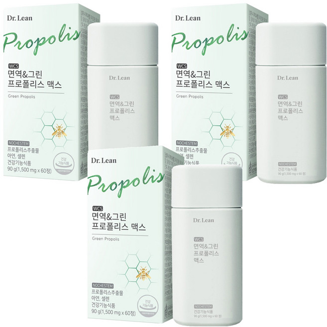 닥터린 WCS 면역 & 그린 프로폴리스 맥스 90g, 60정, 3개