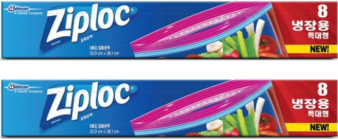 지퍼락 이지오픈탭 지퍼백 냉장용, 특대(XL), 8개입, 2개