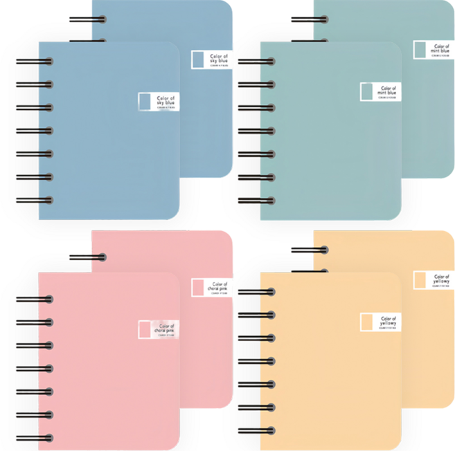 톡톡팬시 CMYK 컬러 좌철 수첩 120매, 블루 + 민트 + 핑크 + 옐로우, 8개