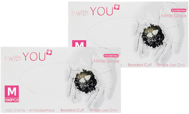 WithYou 오리지널 니트릴장갑 100P, 화이트, M, 2개