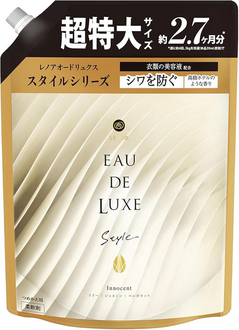 Lenor 蘭諾 日本原裝進口 EAU DE LUXE 衣物柔軟精 金蓋白補充包, 1.01L, 1包
