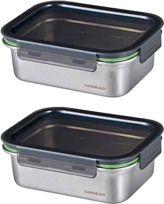 락앤락 스텐 스테커블 밀폐용기, 2개, 1.2L