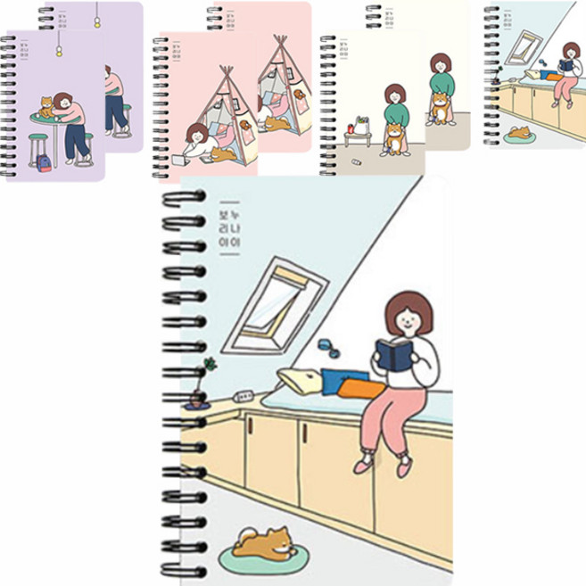 핑크풋 2000 보리 슬림 좌철수첩 4종 x 2p 세트, 1개, Purple + Mint + Pink + Ivory4종