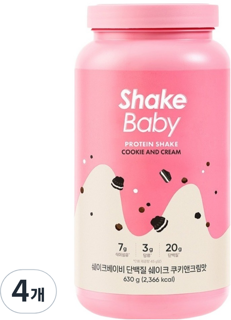 ShakeBaby 纖活蛋白奶昔粉 奶油餅乾口味, 4罐, 630g