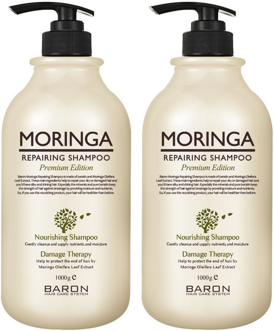 바론 모링가 리페어링 샴푸, 1L, 2개