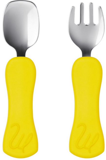 마미그래 자기주도 이유식 스테인리스 스푼 + 포크 세트, 프렌치프라이, 1세트
