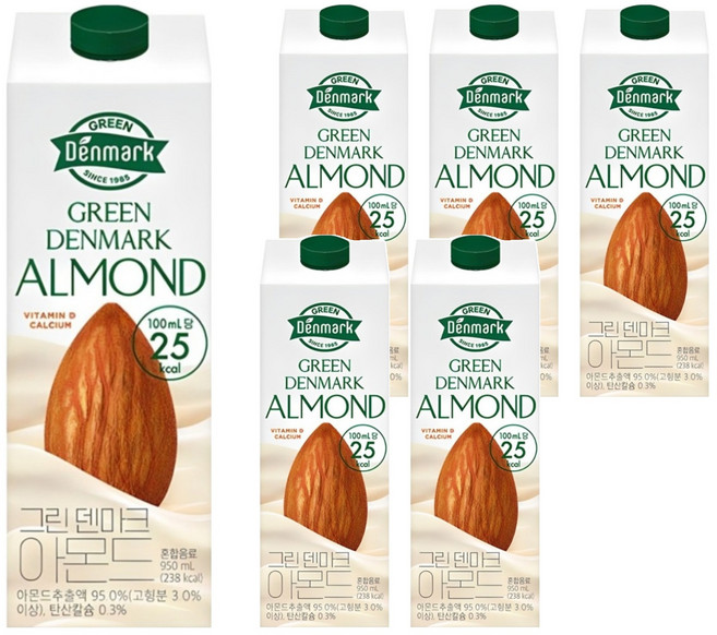 덴마크 그린덴마크 아몬드, 950ml, 6개