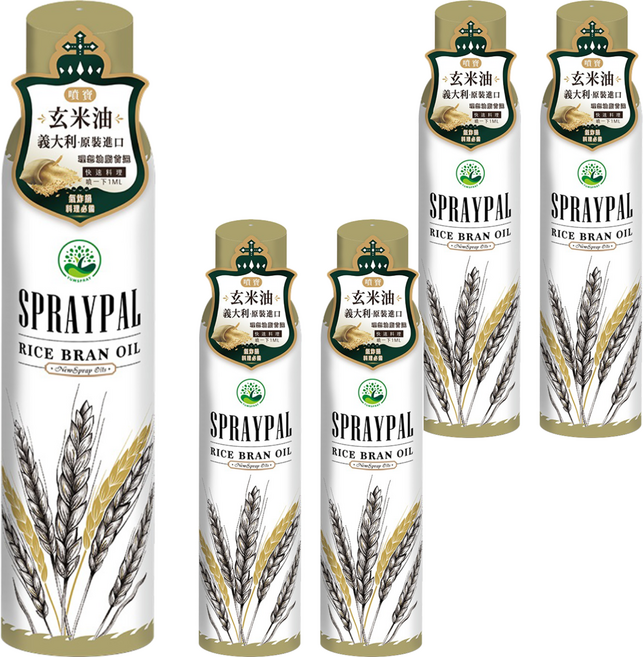 SPRAYPAL 噴寶 氣炸鍋料理必備噴霧式 玄米油, 120ml, 5瓶