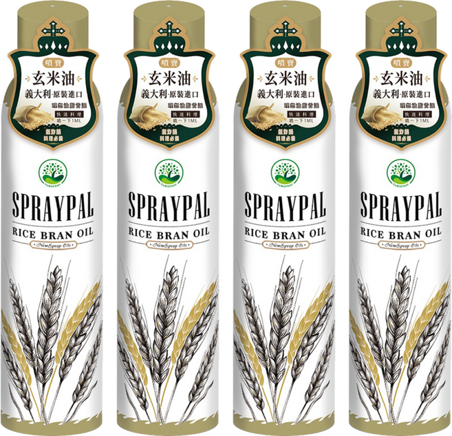 SPRAYPAL 噴寶 氣炸鍋料理必備噴霧式 玄米油, 120ml, 4瓶