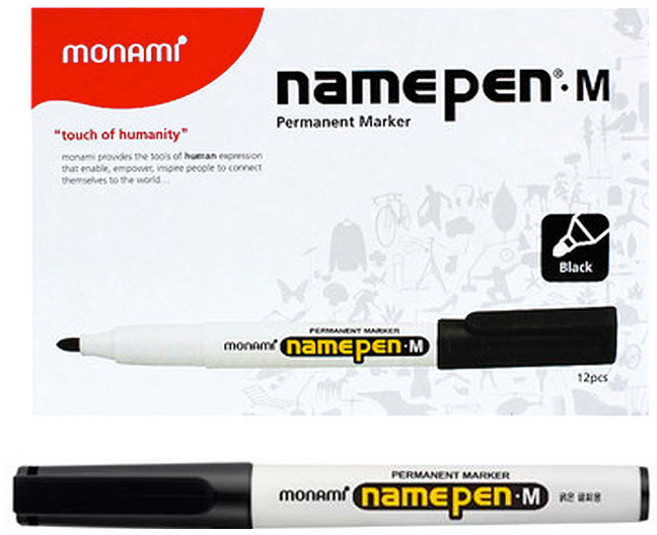 모나미 굵은글씨용 네임펜 M, 흑색, 12개
