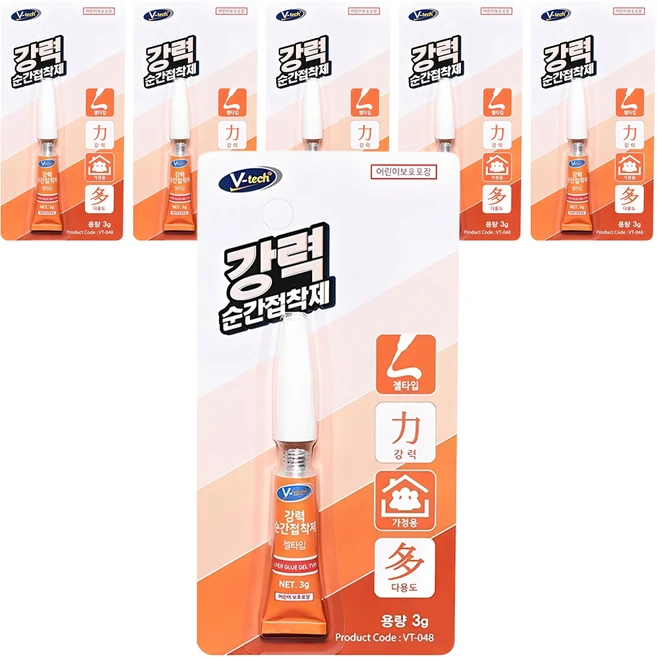 Vtech 젤타입 강력 순간 접착제, 6개 - 쿠팡