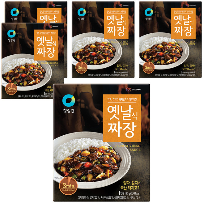 청정원 옛날식짜장, 180g, 5개