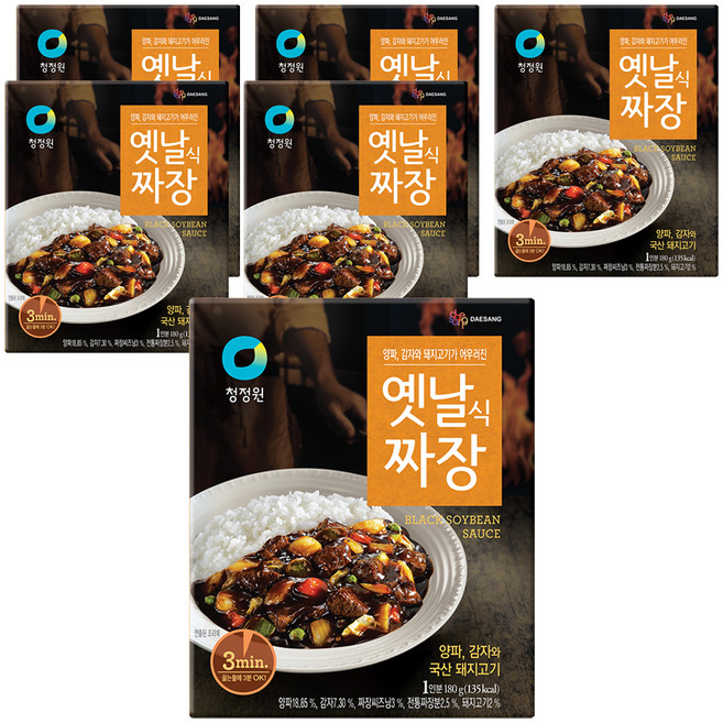 청정원 옛날식짜장, 180g, 6개