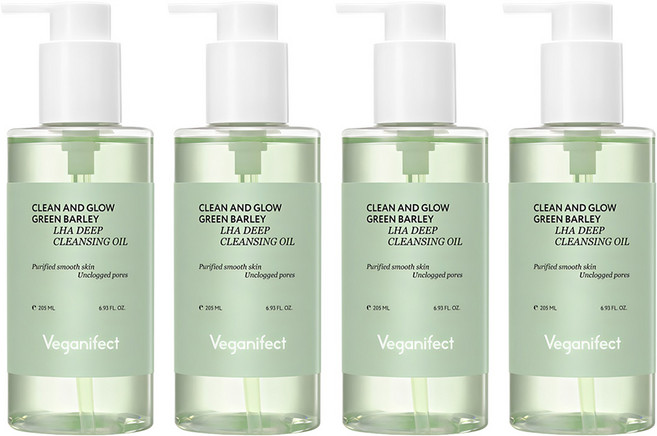 veganifect 潔淨光采青麥LHA深層卸妝油, 4個, 205ml