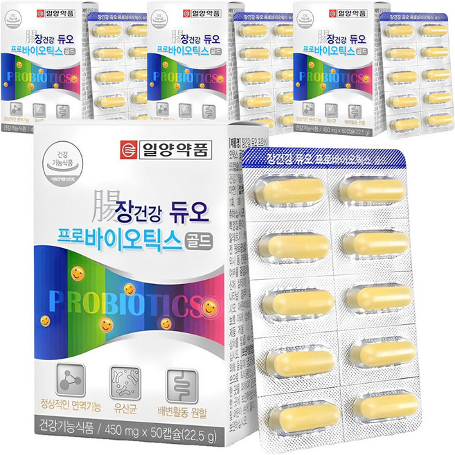 일양약품 장건강 듀오 프로바이오틱스 골드, 50정, 4개