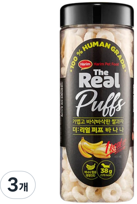 하림펫푸드 더리얼 강아지 퍼프 간식, 바나나, 38g, 3개