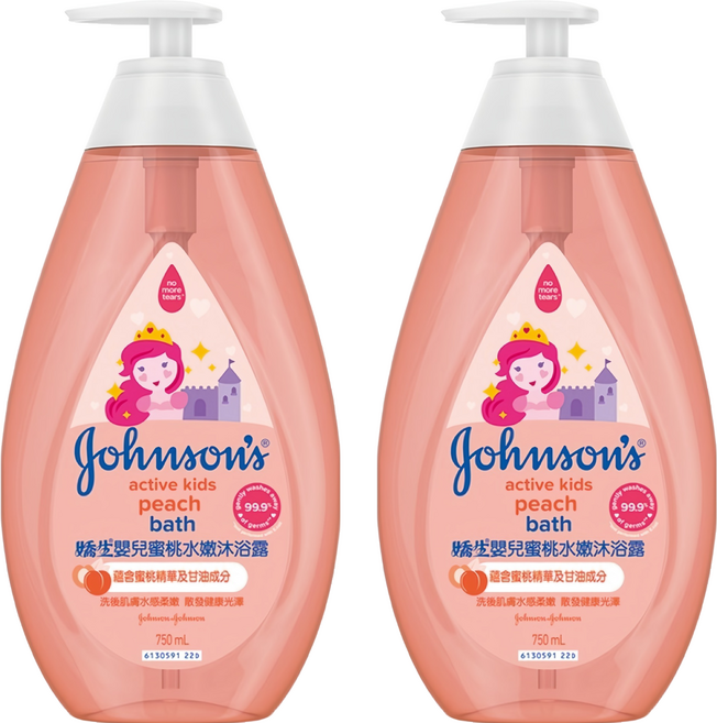 Johnson's 嬌生 嬰兒水嫩沐浴露 蜜桃, 750ml, 2瓶