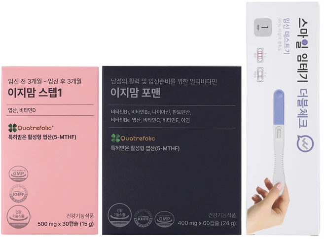 이지맘 임신준비 영양제 스텝1 + 포맨 + 임신테스트기, 90정, 1세트 - 쿠팡
