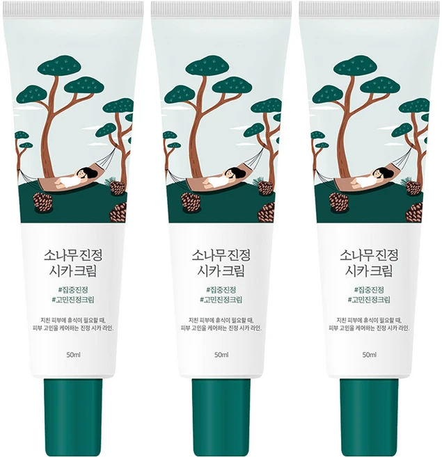 라운드랩 소나무 진정 시카 크림, 50ml, 3개 - 쿠팡