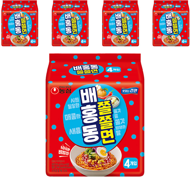 Baehongdong 辣味Q彈冷拌麵 梨子水蘿蔔清爽風味 129g, 20包