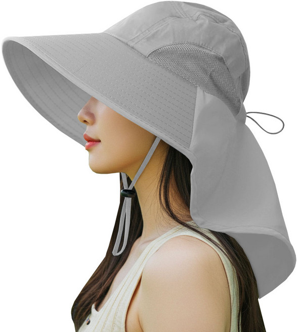 DAEHAN 登山 高爾夫 散步 釣魚 防曬護頸簷帽, 灰色