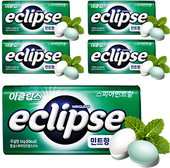 이클립스 스피어민트향 캔디, 34g, 5개