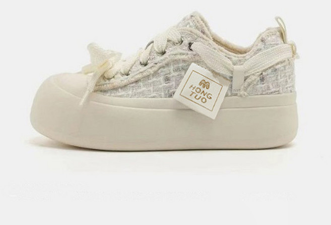 페이퍼먼츠 빅레이스업 트위드 통굽 스니커즈 01706