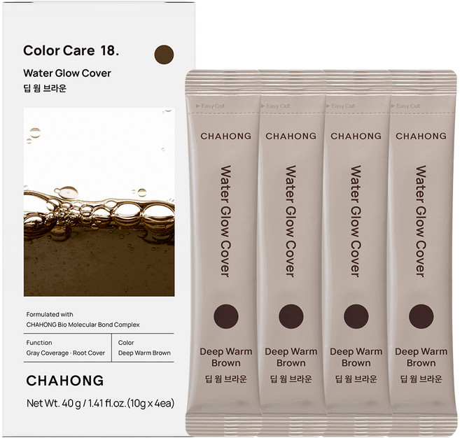 차홍 워터 글로우 커버 염모제 4P, 딥 웜 브라운, 1개